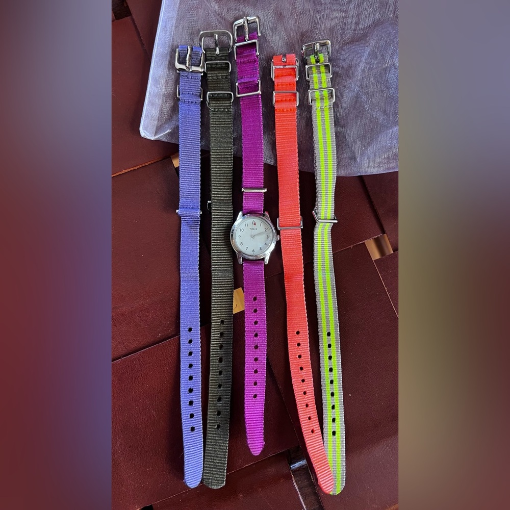 Timex x J. Crew mini-weekender watch with 5 canvas colorful straps